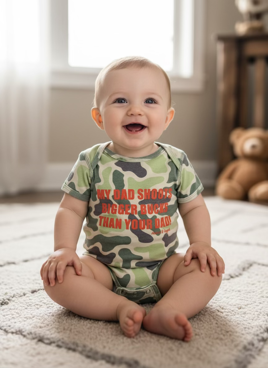 “My Dad Shoots Bigger Bucks Than Your Dad" Onesie