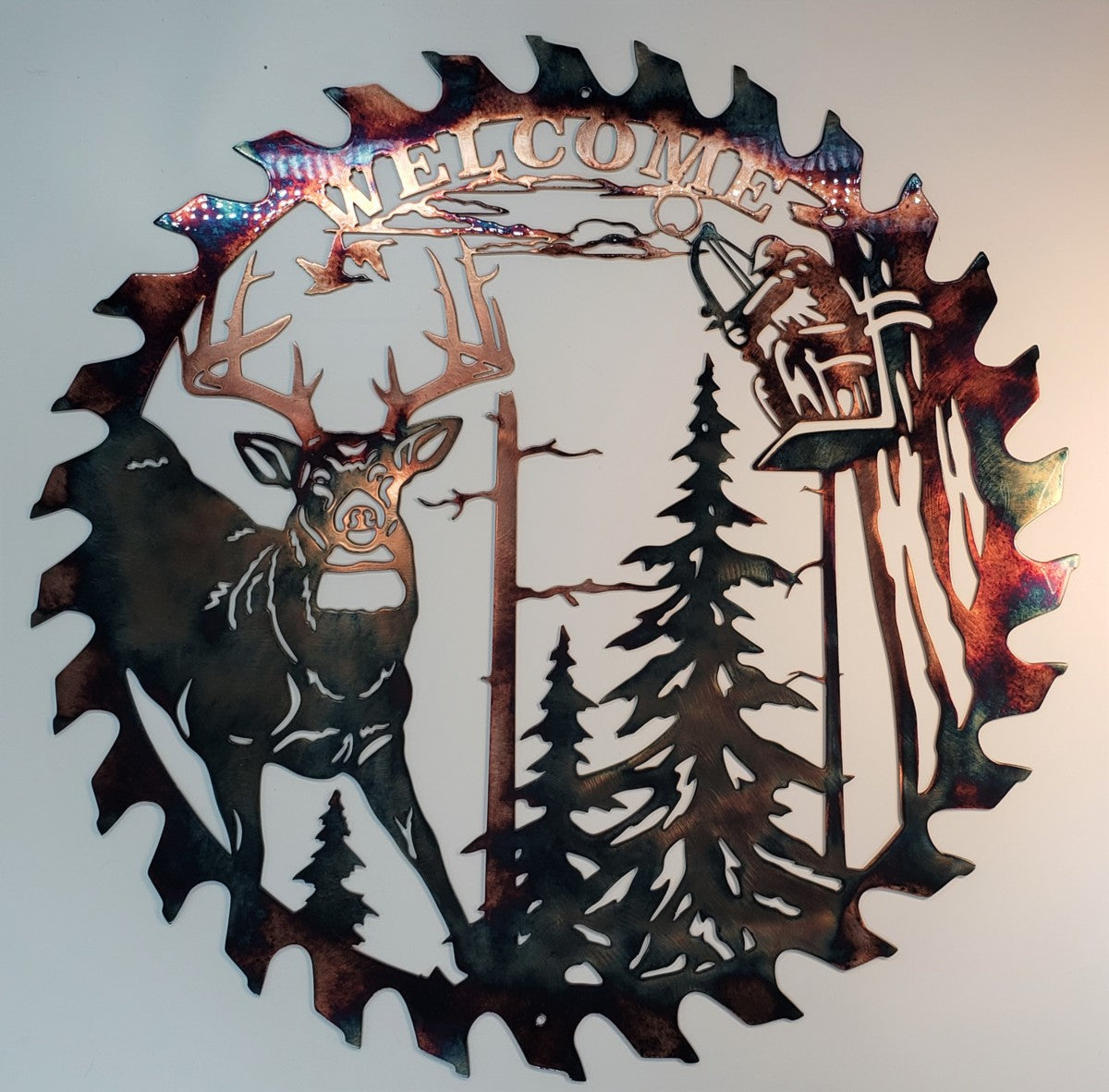 Metal Art Whitetail Bow Hunter Welcome