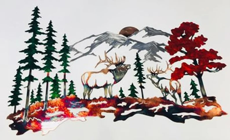 Metal Art Double Elk Mountain