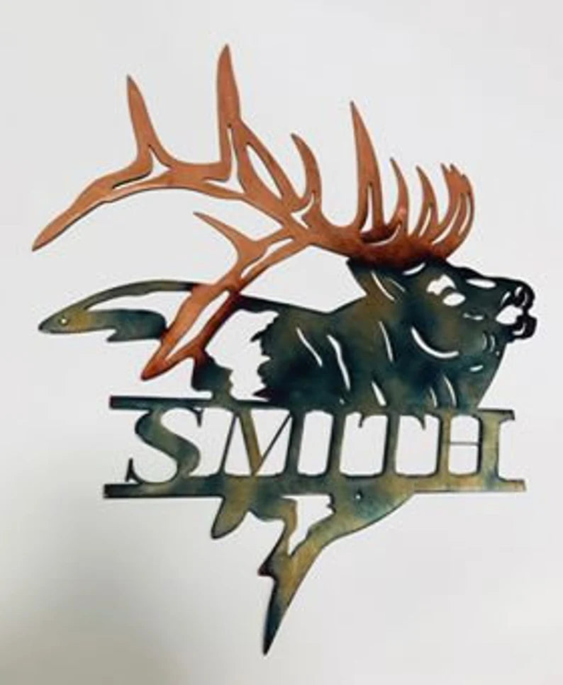 Metal Art Personalized Elk Monogram