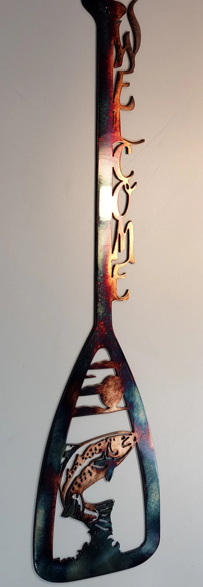 Metal Art Canoe Paddle Trout Metal Art