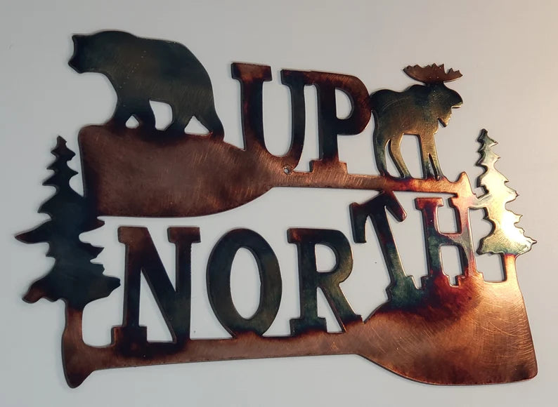 Metal Art Up North Moose and Bear