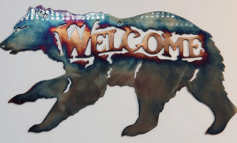 Metal Art Welcome Bear