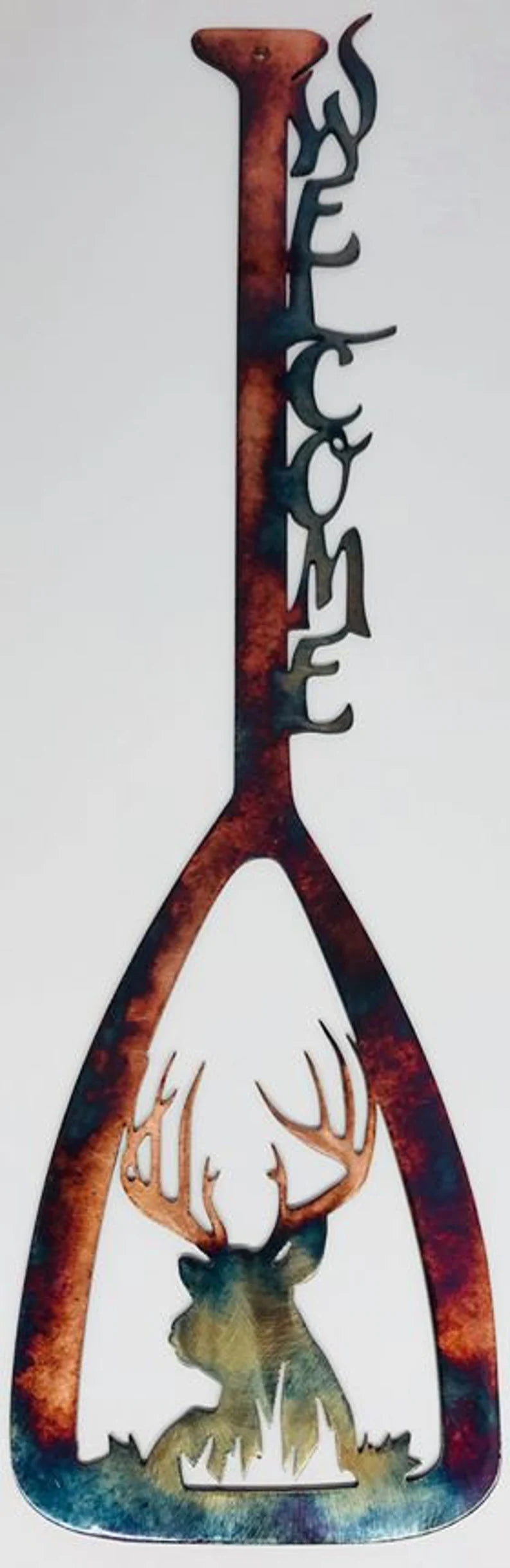 Metal Art Canoe Paddle Bedded Buck