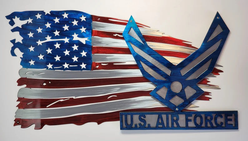 Metal Art Tattered Flag Air Force