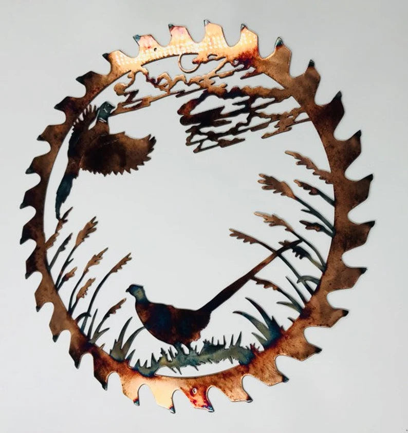 Metal Art Pheasant Couple Sawblade