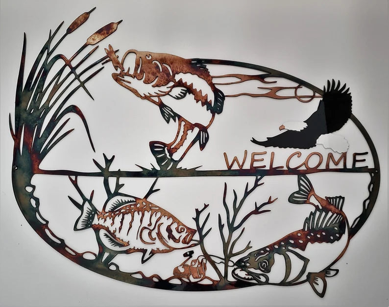 Metal Art Fishermans Welcome