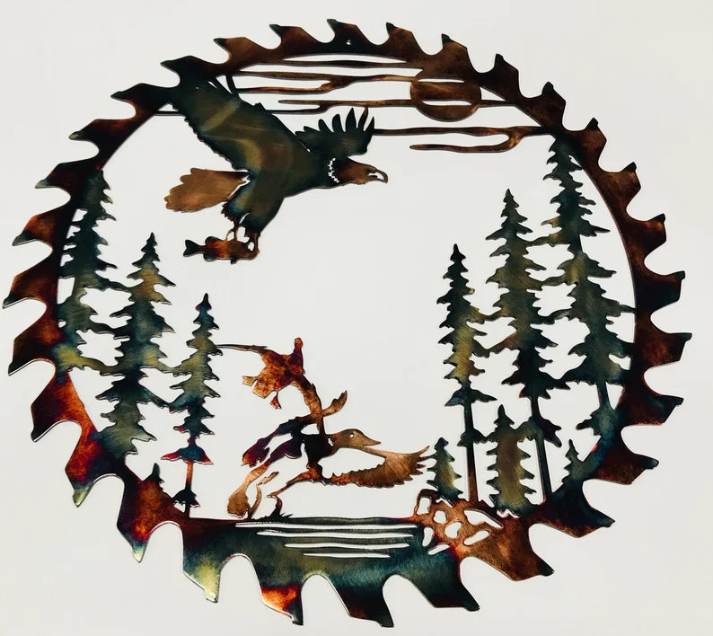 Metal Art Fishing Eagle Sawblade