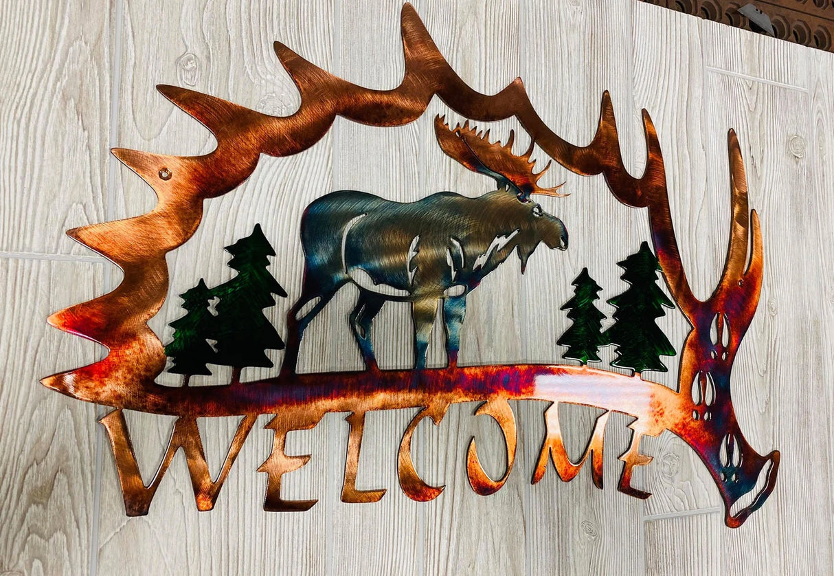 Metal Art Moose Antler Welcome