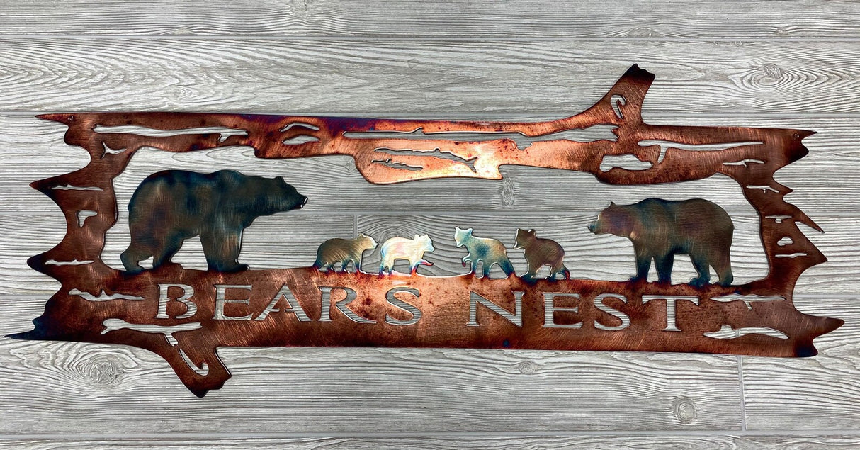 Metal Art Bear Family Log
