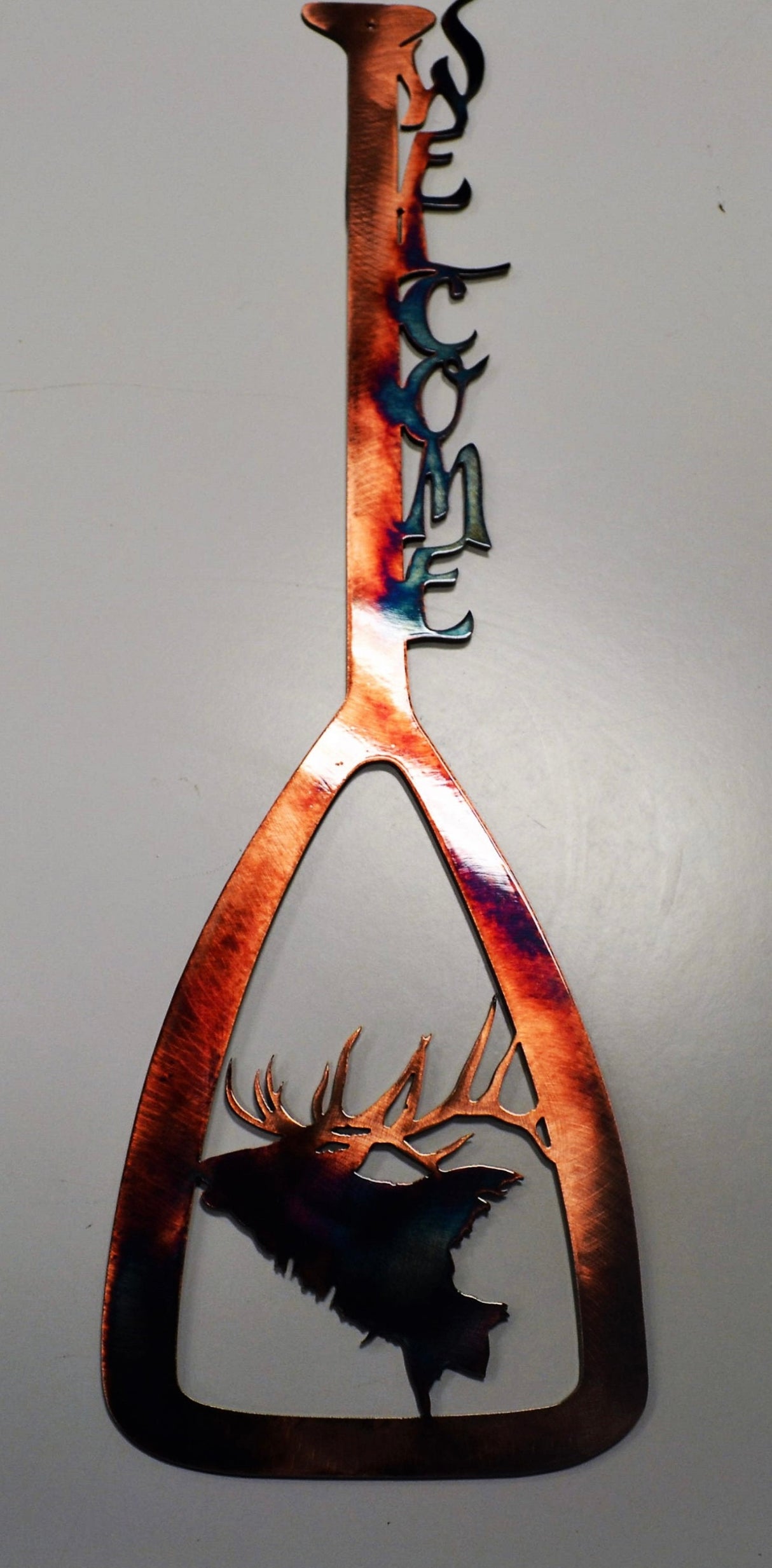 Metal Art Canoe Paddle Elk