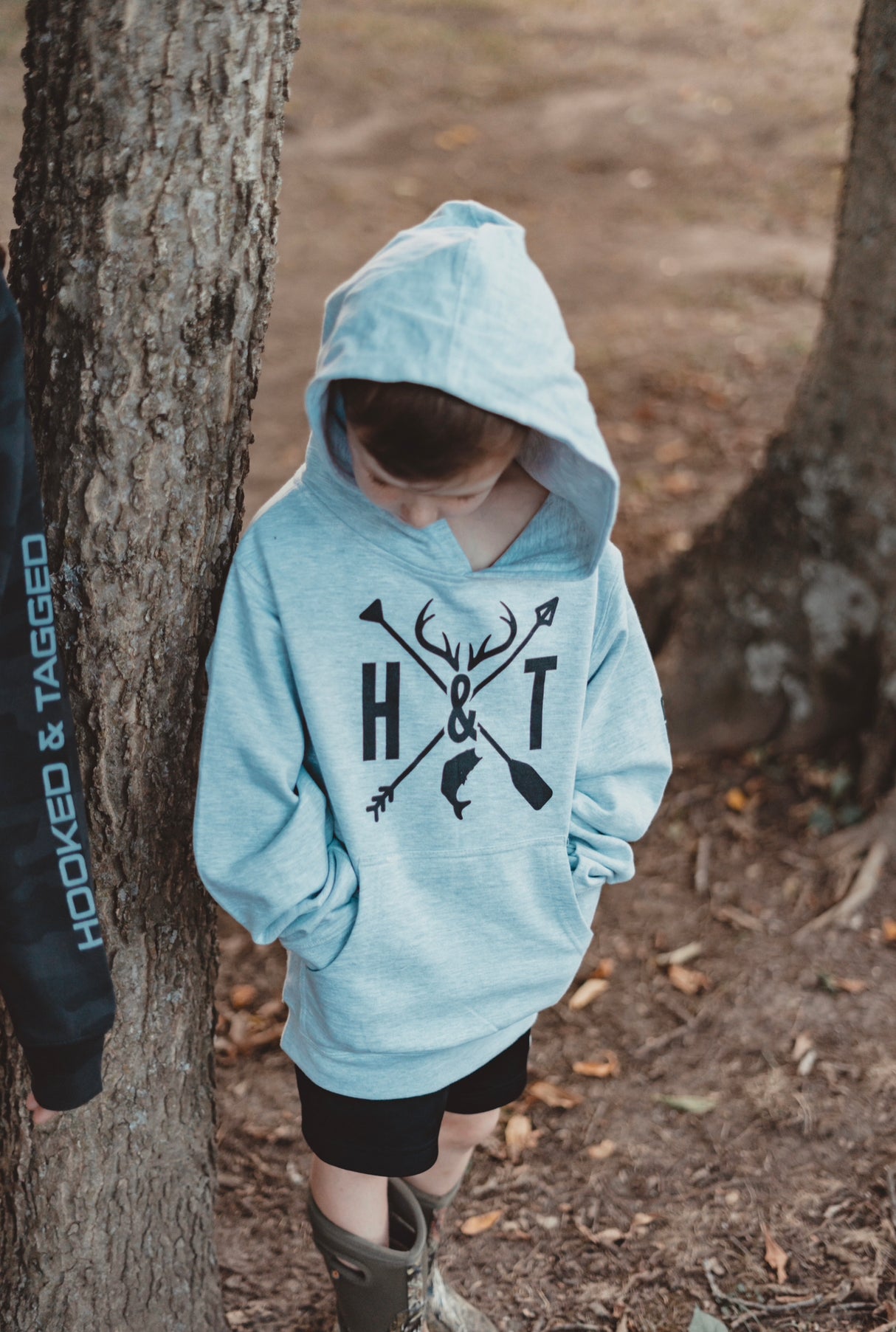 Youth Fish & Game Hoodie Heather Grey / Small