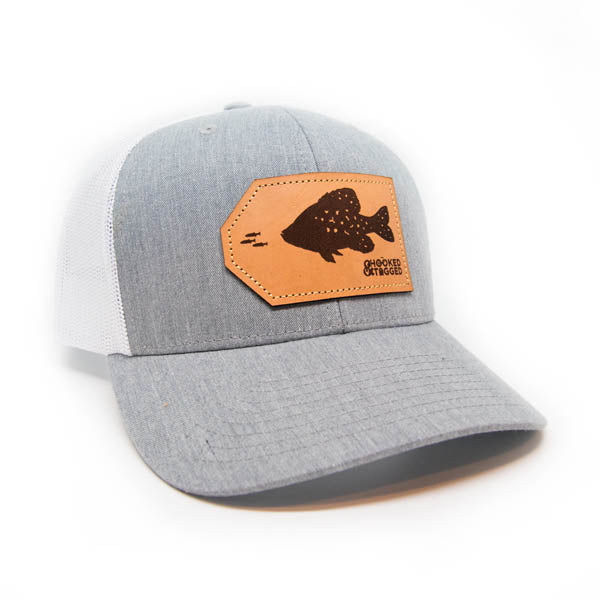 Crappie Patch Hat Grey/ White