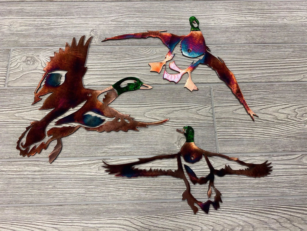 3 Mallard Duck Set Metal Art