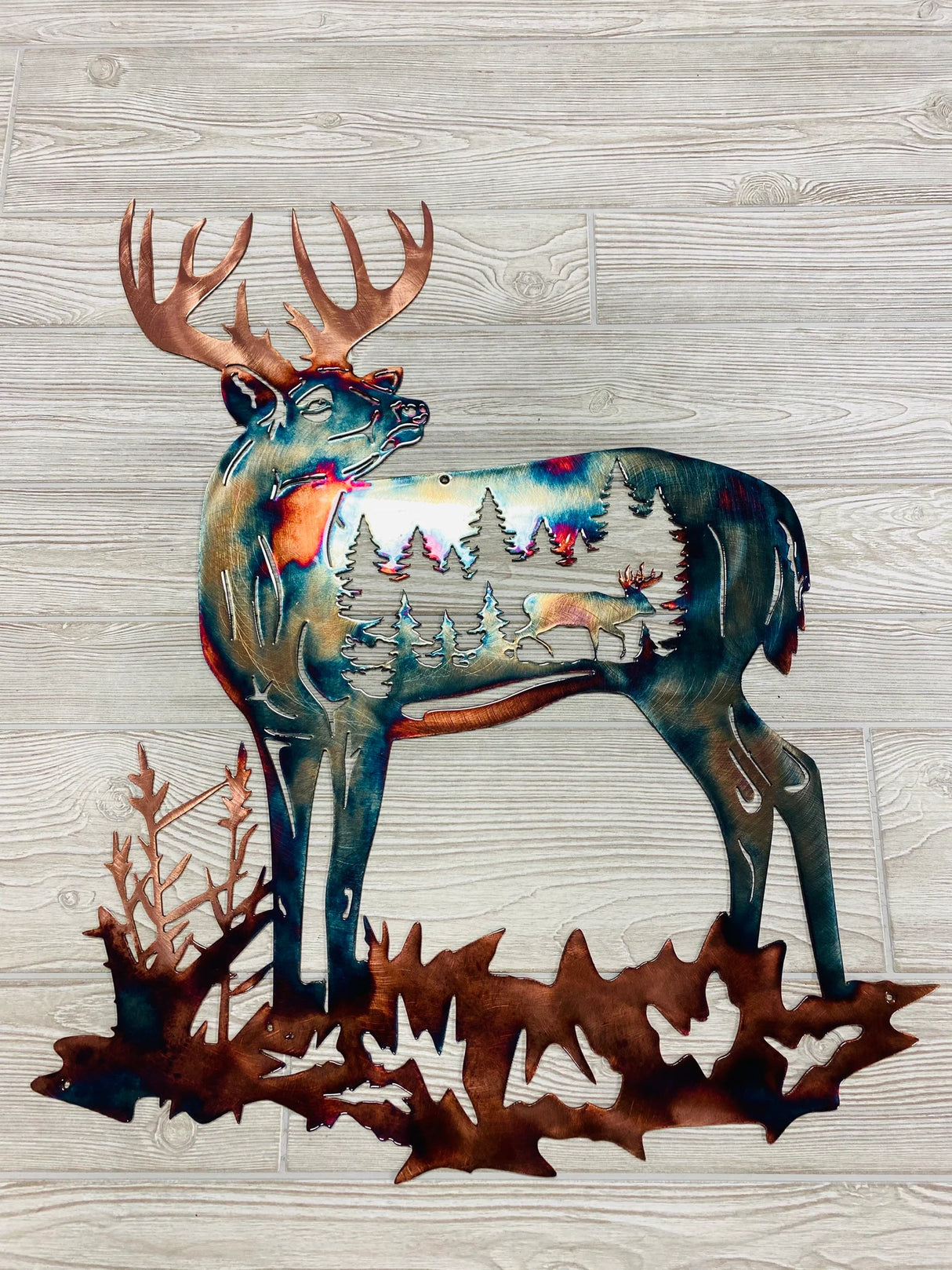 Pine Tree Whitetail Metal Art