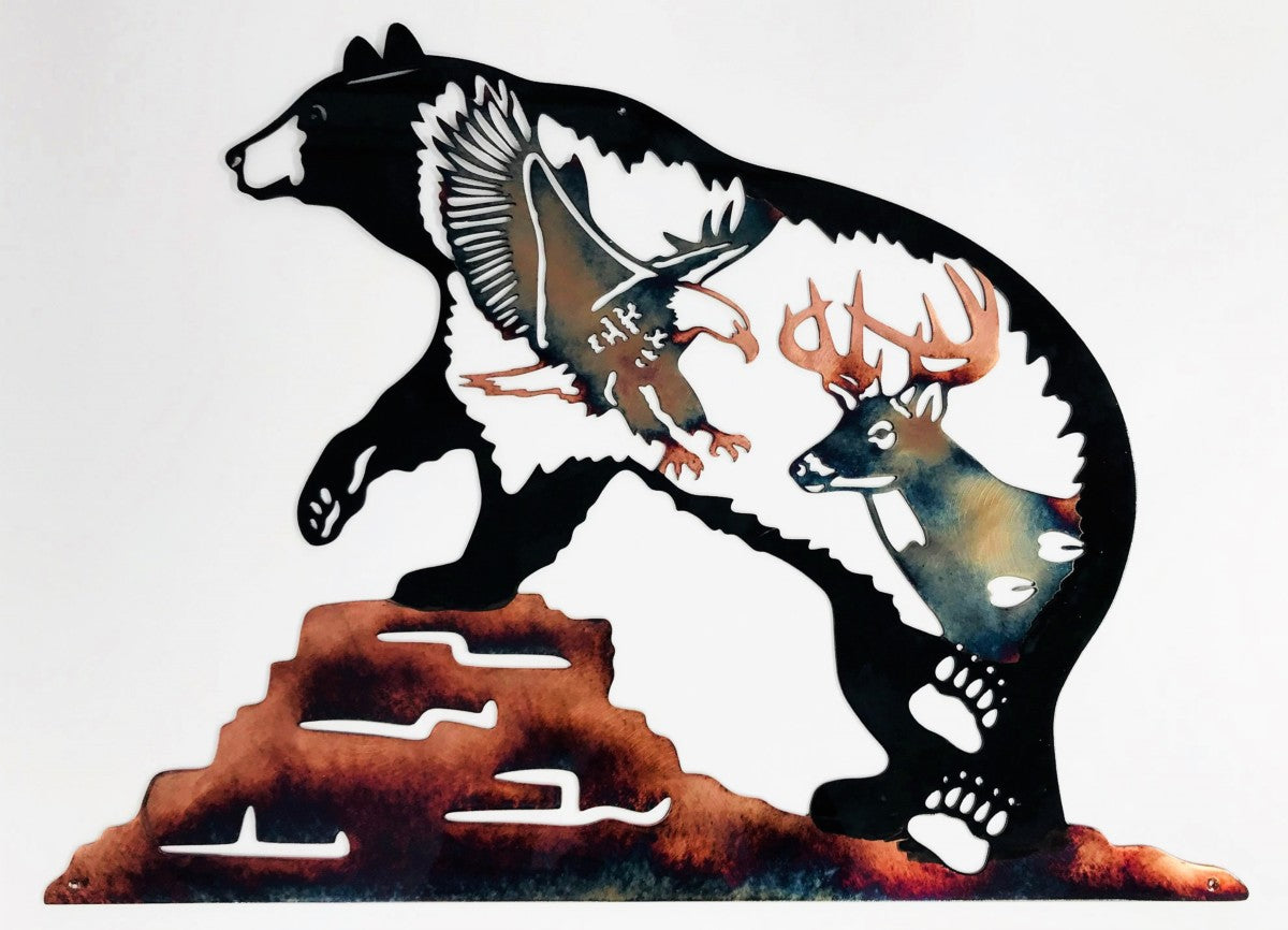 Bear Paw Rock Buck Eagle Metal Art